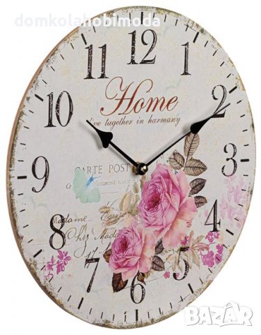  Стенен часовник , MDF Vintage 34 см , снимка 2 - Стенни часовници - 39865099