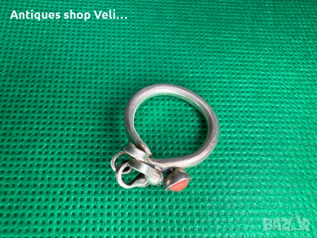 Дизайнерски сребърен пръстен с корал №7329 , снимка 3 - Пръстени - 51376677