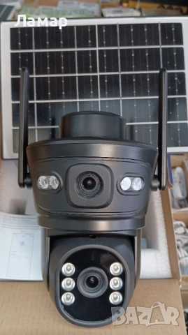 Двойна Соларна безжична водоустойчива камера WIFI 10MP iCSee въртяща осветяване