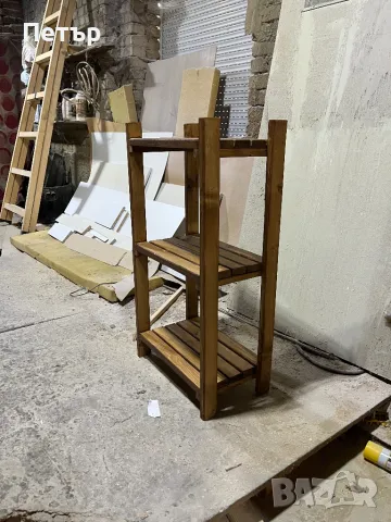 Дървен стилаж с три рафта, снимка 5 - Етажерки - 48736800