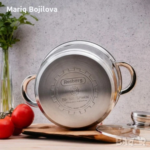 Комплект съдове Rosberg, 12 части, 2 подложки, Неръжд.стомана, снимка 2 - Съдове за готвене - 53415114