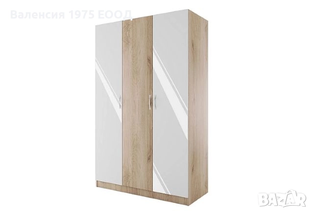 Трикрил гардероб Сити 1002 сонома, орех или комбинация бяло/ арвен, снимка 9 - Гардероби - 18790479