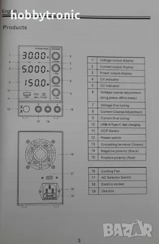 Лабораторно захранване 30V/10A, 60V/5A, 120V/3A с регулиране на ток и напрежение , снимка 7 - Друга електроника - 43702782
