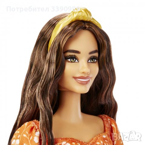Barbie Fashionistas 182 Кукла Барби Фешънистас 182 с дълга коса и оранжева рокля, снимка 13 - Кукли - 38792284