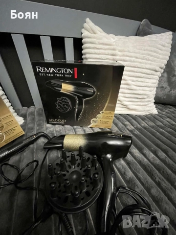 Сешоар и преса за коса Remington Gold Dust в отлично състояние и в гаранция , снимка 2 - Преси за коса - 52871012