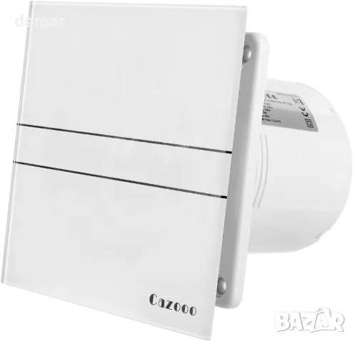 Cazooo 100 mm аспиратор за баня със стилен бежов стъклен капак, 115 m³/ч, монтиран на стена/прозорец, снимка 1