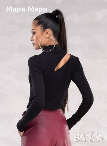 Рипсена блуза  в черно - L; синя -М, снимка 3 - Блузи с дълъг ръкав и пуловери - 27945329