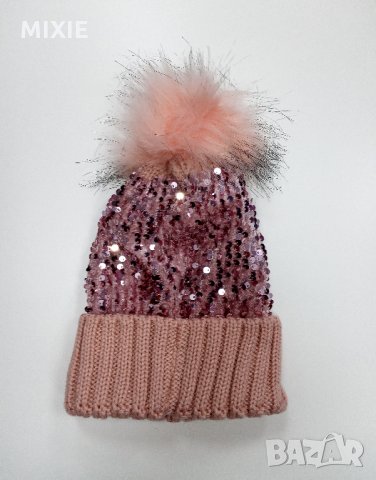 Нови детски зимни шапки с пайети, 9-15 г., снимка 3 - Шапки, шалове и ръкавици - 26923853