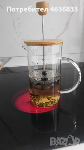 Огнеупорни стъклени френч пресс за чай или кафе , снимка 3 - Кафемашини - 53522270