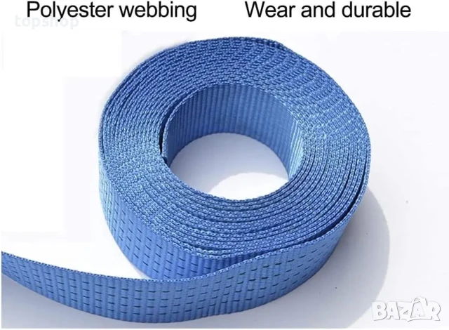 Колан за пристягане на товари от полиестер 5м - 5т сини, КОЛАН ЗА БАГАЖ С ТРЕСЧОТКА UNITEC, снимка 2 - Аксесоари и консумативи - 50494974