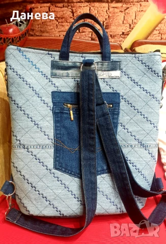 Дамска раница-чанта от дънков плат , снимка 2 - Раници - 50582971