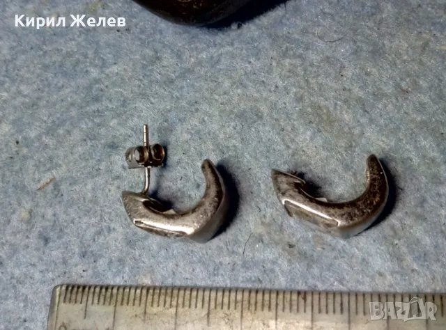 СТАРИ СРЕБЪРНИ ОБЕЦИ СРЕБРО 925 с ФАСЕТИРАН ЛАБОРАТОРЕН МОЙСАНИТ 1-та с НУЖДА от ЗАКОПЧАЛКА 49734, снимка 3 - Обеци - 48987305