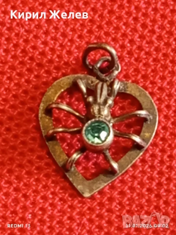 Винтидж сребърен медальон Love Bug Любовно буболече с Топаз много красив стилен дизайн 52579, снимка 6 - Колиета, медальони, синджири - 53059877