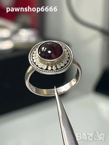 Сребърен пръстен 4,63 грама проба 925 с камък гарнет , снимка 8 - Пръстени - 53188861