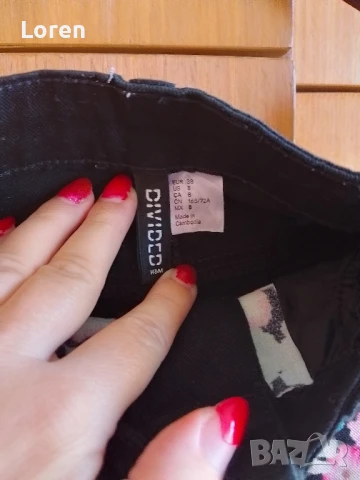 Като нови!Къси черни дънки на цветчета, снимка 6 - Дънки - 51348047