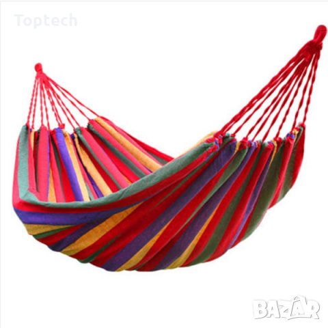 Цветен хамак памучно платно с чанта/Многоцветно райе, снимка 2 - Къмпинг мебели - 33095710