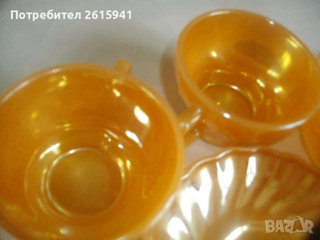 Vintage USA Archor Hocking-14 Части Нов Сервиз За Кафе-САЩ-Цвят Праскова/Сьомга, снимка 14 - Сервизи - 40031355