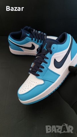 Нови Оригинални Маратонки Nike Air Jordan 1 Low unc Обувки Размер 42 и 43 номер сини бели черни blue, снимка 13 - Маратонки - 39180705