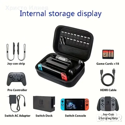 Чанта за съхранение на Nintendo Switch Oled Твърд Калъф за пренасяне Кейс за нинтендо, снимка 3 - Аксесоари - 48613777