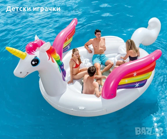 Надуваем дюшек парти остров Еднорог Intex 503 x 335 x 173 см, за парти, Unicorn Party, снимка 1