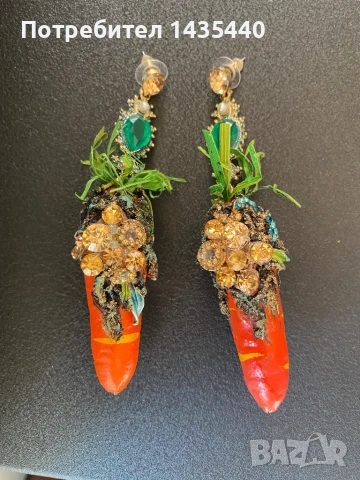 Ръчно изработени обици от серията “Забранения плод” на дизайнерката Анелия Милчева, снимка 5 - Обеци - 51110753