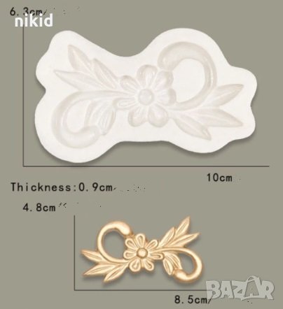 Красив голям орнамент с цвете  силиконов молд форма украса декор торта фондан шоколад гипс, снимка 2 - Форми - 35214156