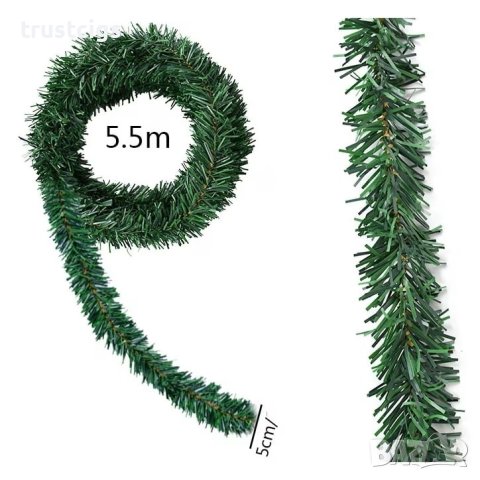 Зелен Коледен гирлянд 5.5м, снимка 2 - Други стоки за дома - 43107715