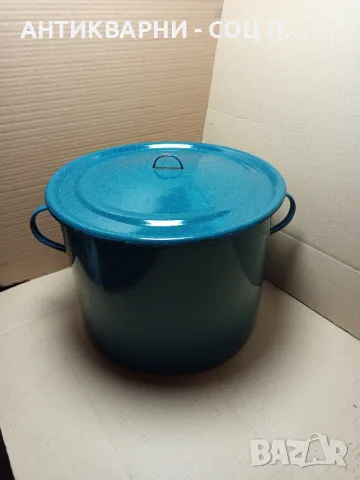 Соц Стара Емайлирана Голяма Тенджера Казан 35лт., снимка 3 - Антикварни и старинни предмети - 49667644