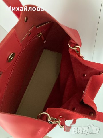 Кожена чанта Zee Lane, естествен велур и кожа, оригинал, снимка 5 - Чанти - 37334918