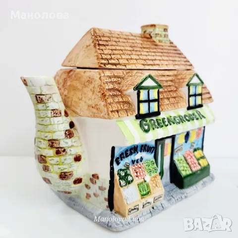 Ръчно рисуван фин керамичен чайник Annie Row, Greengrocer., снимка 2 - Колекции - 50090238