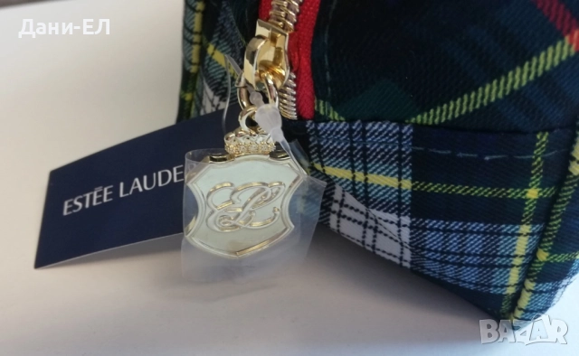 Estee Lauder козметичен несесер – синьо-зелено каре, снимка 9 - Други - 52771975