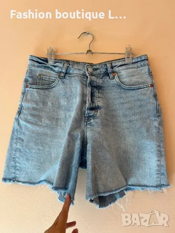H&M Дамски дънки бермуди с висока талия 99% памук 1% еластант М размер 👖