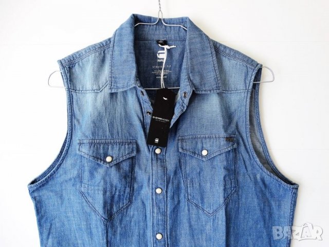 Нова! G-Star Raw Tacoma Straight Sleeveless Shirt WMN S/LESS Дамска Дънкова Риза без Ръкав Размер S, снимка 5 - Ризи - 37822977