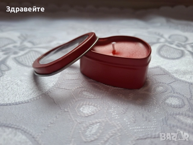 Ароматна соева свещ в метална кутийка сърце, снимка 2 - Декорация за дома - 53365587
