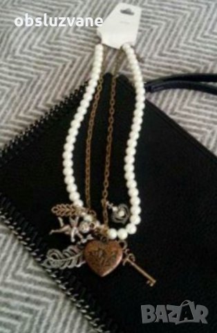 Двойна огърлица с перли и ангелче 💥, снимка 3 - Колиета, медальони, синджири - 32770162