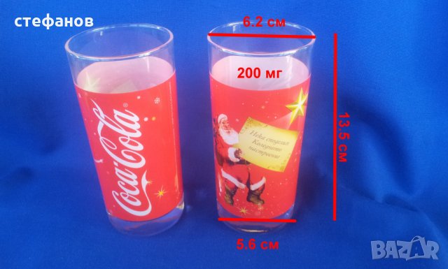 6 чаши кока кола коледни, снимка 2 - Чаши - 27635447