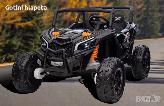 Акумулаторен Двуместен ДЖИП AOKOY 4x4 UTV 24v батерия С ДИСТАНЦИОННО, Две Кожена седалка, снимка 2 - Детски велосипеди, триколки и коли - 40787521