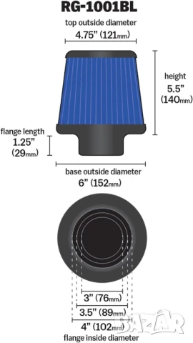 Конусен филтър К&N 76мм / 89мм / 102мм, снимка 6 - Аксесоари и консумативи - 48032191