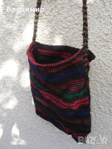 Автентични български фолклорни вещи: битови торбички, люлка/цедилка и черга/пътека, снимка 5 - Антикварни и старинни предмети - 52211375