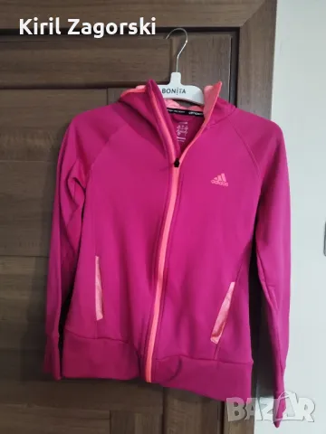 Дамско спортно горнище Adidas Climawarm, с качулка, S размер, снимка 2 - Якета - 47981195