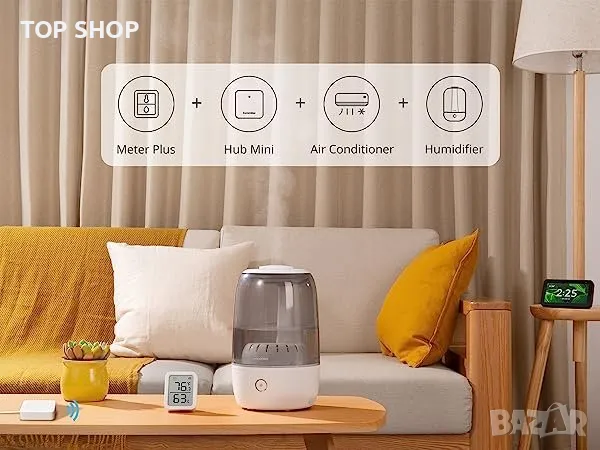 SwitchBot Термометър Хигрометър, Bluetooth вътрешен измервател на влажност за дома, Температурен сен, снимка 2 - Други - 49050349