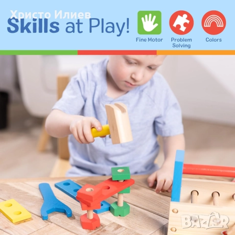 Дървена играчка Melissa & Doug - Кутия с инструменти, снимка 5 - Образователни игри - 52363916
