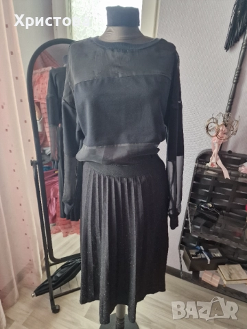 Блуза в черно с тюлен ръкав - 8,00лв., снимка 3 - Блузи с дълъг ръкав и пуловери - 52337443