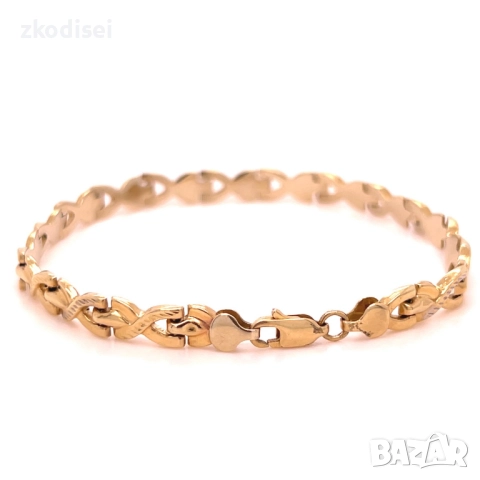 Златна дамска гривна 5,35гр. 19,0см. 14кр. проба:585 модел:34440-1, снимка 2 - Гривни - 52575059