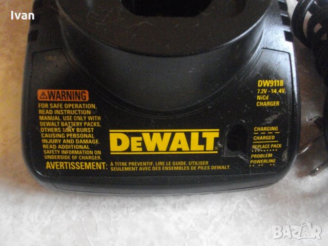 7.2V-14.4V-DeWalt DW9118-NiCd-Black Decker-Elu-ДеВалт-Зарядно-110 Волта-Отлично, снимка 5 - Винтоверти - 33393275