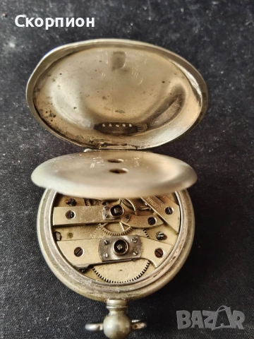 Швейцарски джобен часовник 1900г. с посребрени капаци - с ключе - ПЕРФЕКТЕН - ПРОМОЦИЯ, снимка 6 - Джобни - 48835833