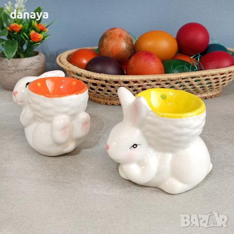 3664 Керамична поставка за великденско яйце Зайче, снимка 3 - Декорация за дома - 40363822