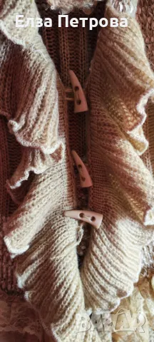 Дамска интересна пролетно-есенна жилетка с дантела и тюл, в цвят старо злато; L÷2XL, снимка 4 - Жилетки - 42915144