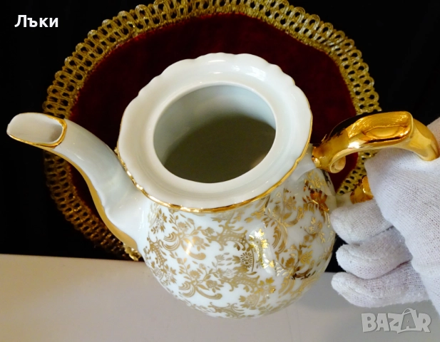 Кана баварски костен порцелан,злато,барок. , снимка 5 - Антикварни и старинни предмети - 52267225