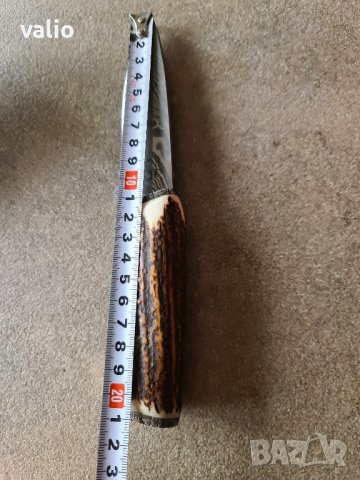 Нож дамаска стомана рог и сребро, снимка 3 - Ножове - 43639119